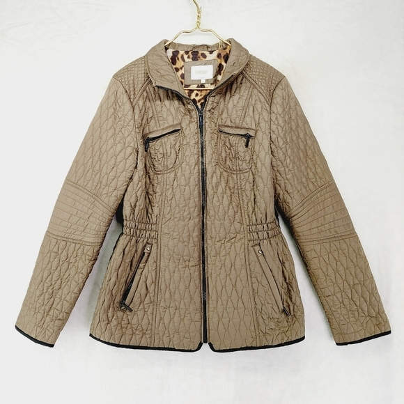 Laundry By Shelli Segal Brown Long Sleeve Zip Up Puffer Jackets Z8 - Picture 1 of 9